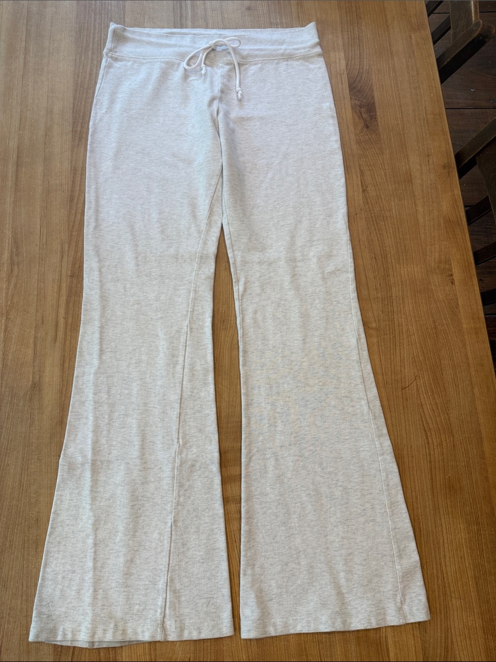 Brandy Melville Light Cream / Heather Gray Drawstring Lounge Pants